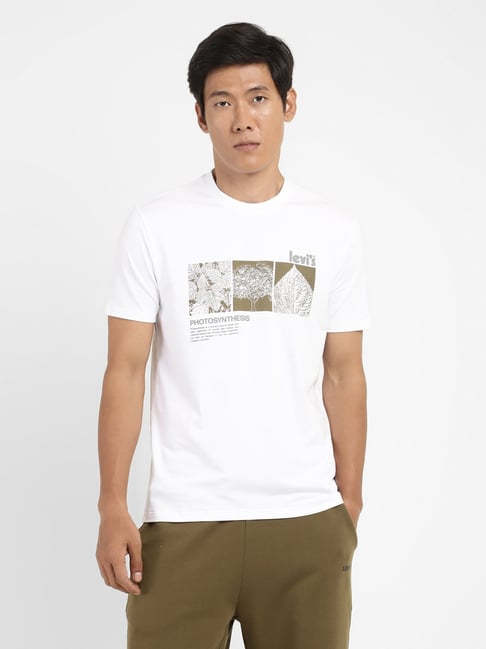 Levis Levi'S Brilliant White Cotton Regular Fit Printed T-Shirts