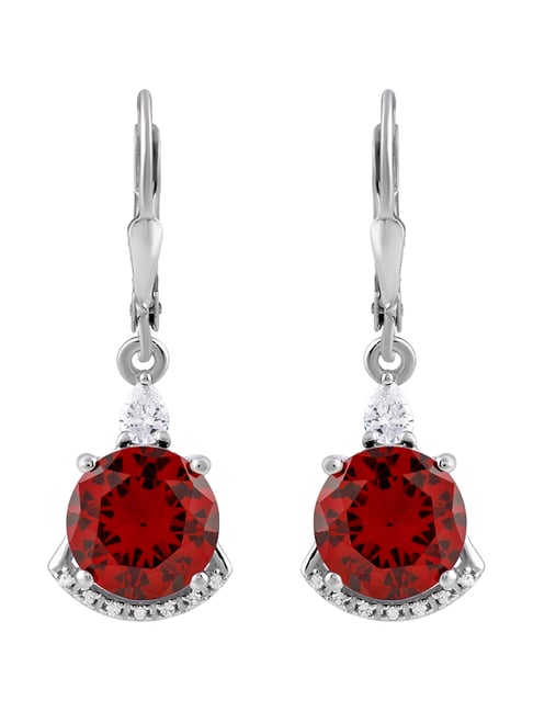 AVANTI Octagonal Sterling Silver Orange Cubic Zirconia Earrings - Silver  from Avanti of Ashbourne Ltd UK