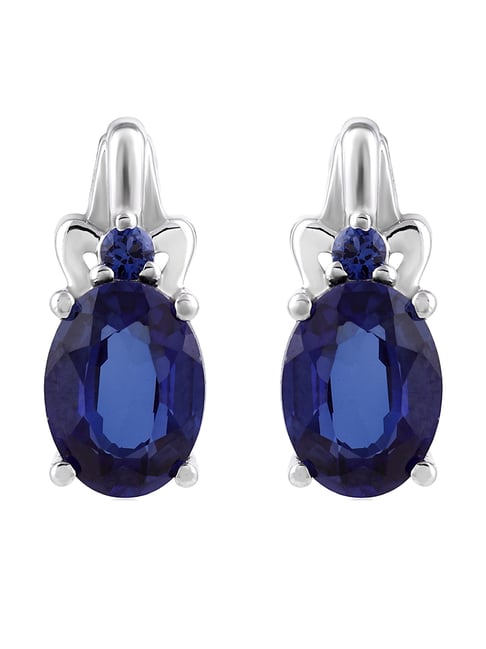 Lr Sapphire Earrings Stud 18 K Gold Jewelry Natural 2.89ct Royal Blue  Sapphire Gemstones Stud Earrings For Women - Stud Earrings - AliExpress