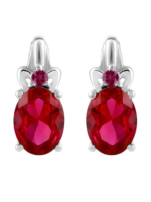 Sterling Silver Ruby Earrings | Ruby Diamond Earrings Studs - 100% 925  Sterling - Aliexpress