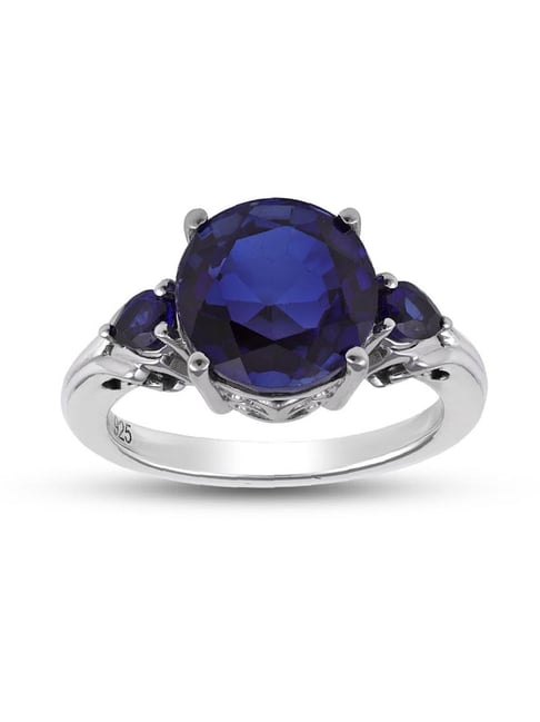 Shop Now: Blue Sapphire Solitaire Silver Ring - Ornate Jewels