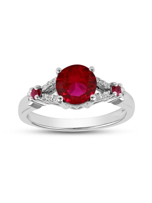 Ruby Diamond Cluster Ring 14K Yellow Gold Long Big Ruby Ring Red Ruby - Ruby  Lane