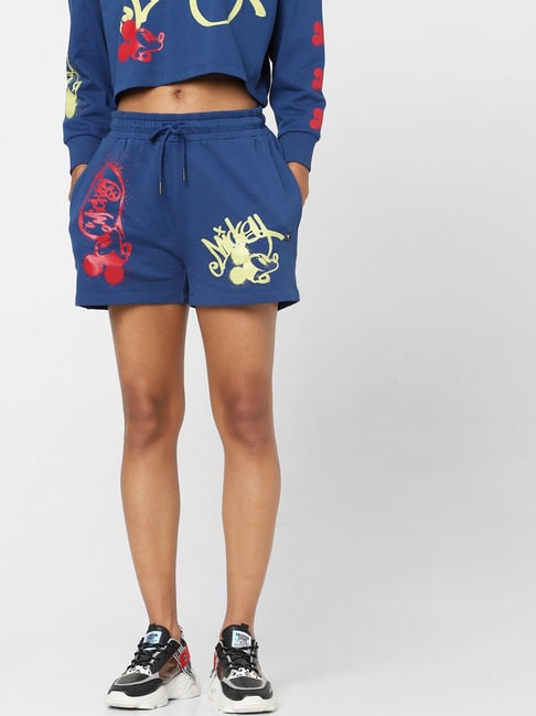 Only Blue Graphic Print Shorts