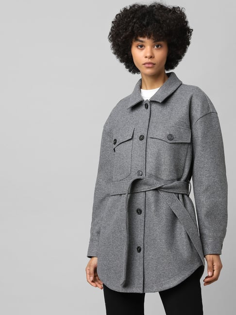 Only Grey Melange Textured Jacket