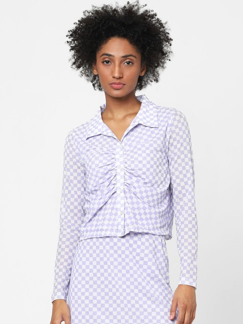 Only Purple & White Checks Shirt Price in India