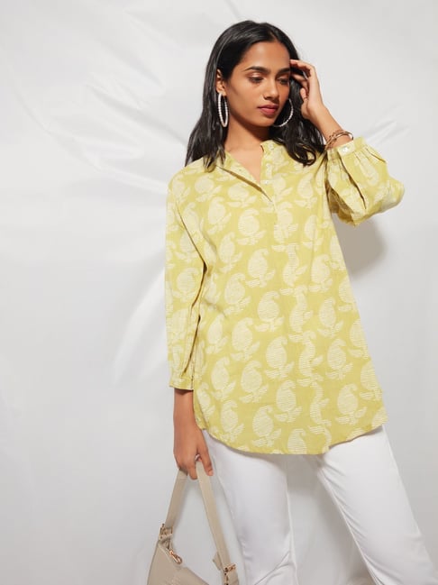 Utsa by Westside Mustard Paisley-Printed Straight Kurti Price in India