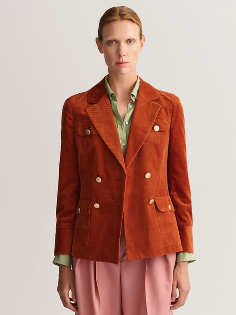 GANT Rust Full Sleeves Cotton Blazer