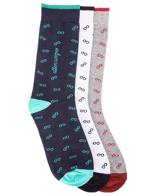 Allen Cooper Multicolor Printed Socks - Pack of 3