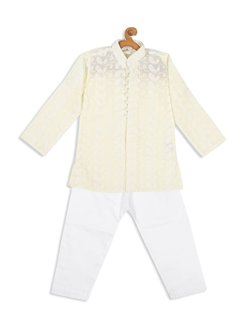 VASTRAMAY SISHU Cream & White Cotton Embroidered Kurta Set-picture-42