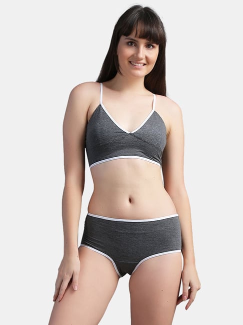 Buy N-Gal Grey Textured Lingire Set for Women Online @ Tata CLiQ