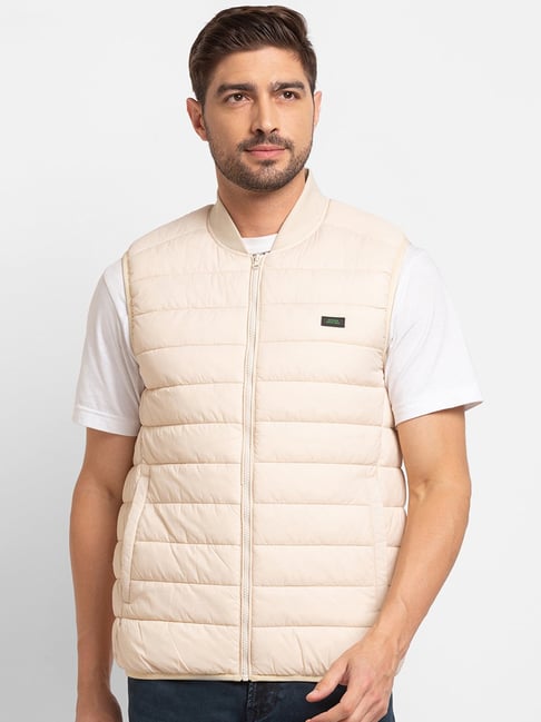 Spykar White Straight Fit Jacket