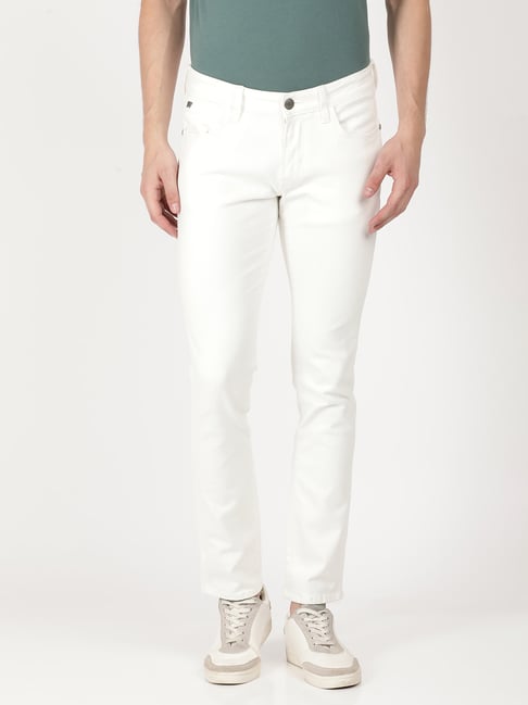 Buy Wrangler White Slim Fit Lightly Washed Jeans for Men's Online