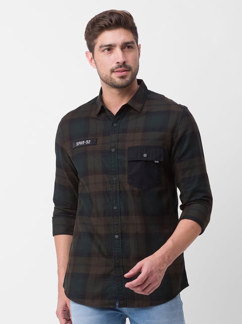 Spykar Multi Cotton Slim Fit Checks Shirt