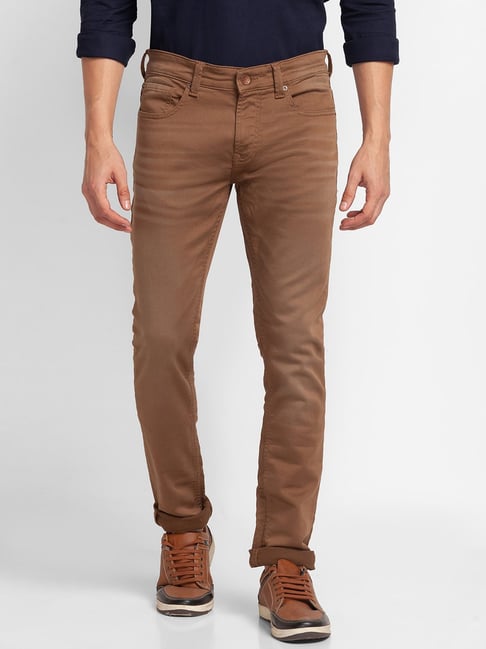 Buy Spykar Brown Cotton Slim Fit Jeans for Mens Online Tata CLiQ