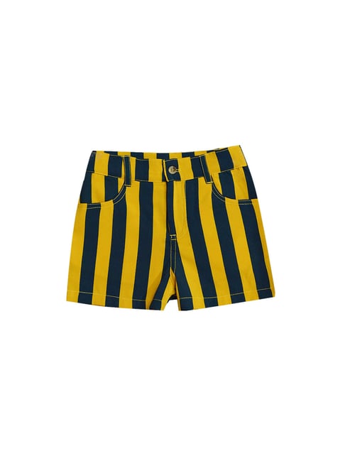A.T.U.N. Mustard & Navy Striped Shorts-picture-42