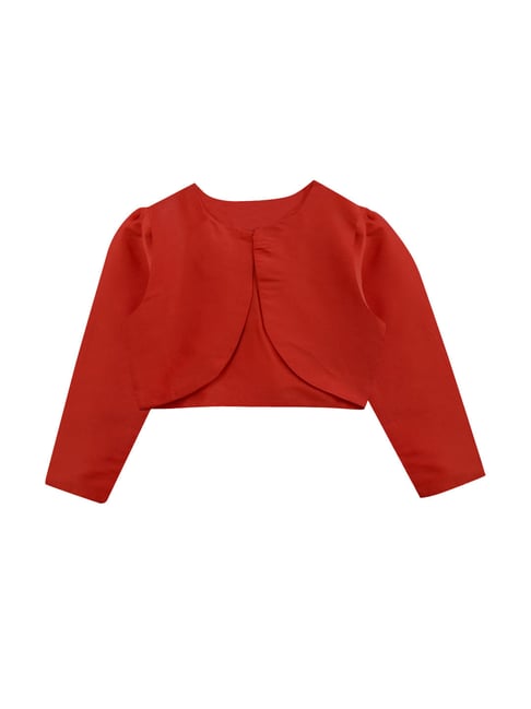 A.T.U.N. Red Solid Full Sleeves Shrug-picture-39