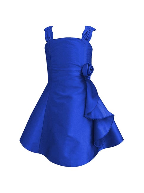 Buy Royal Blue Solid Dress for Girls Clothing Online