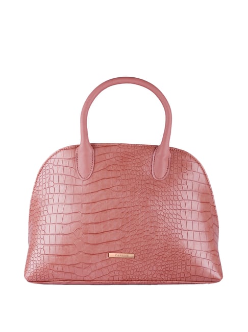 Caprese Pink Textured Medium Handbag