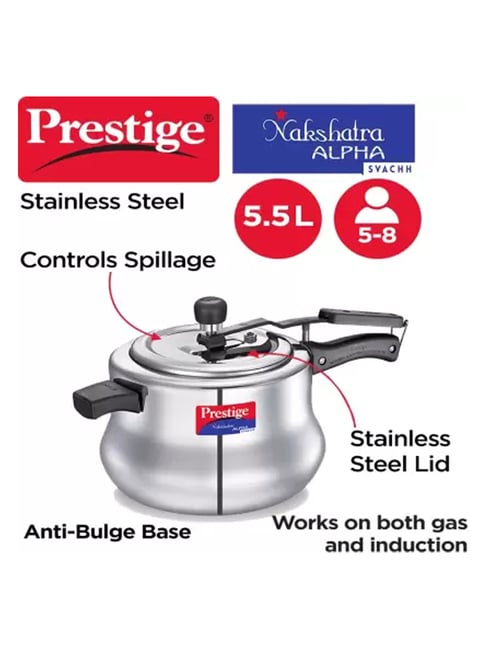 Buy Prestige Svachh Nakshatra Alpha Silver Pressure Cooker 5.5 L