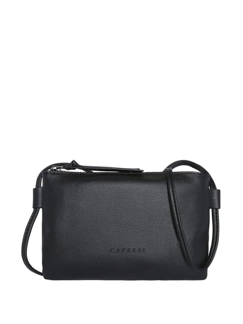 Caprese Black Solid Medium Sling Handbag