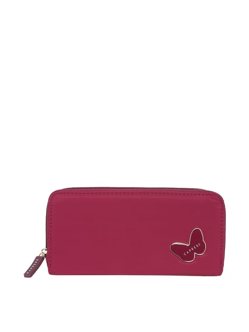 Caprese Maroon Solid Zip Around Wallet for Women-picture-12