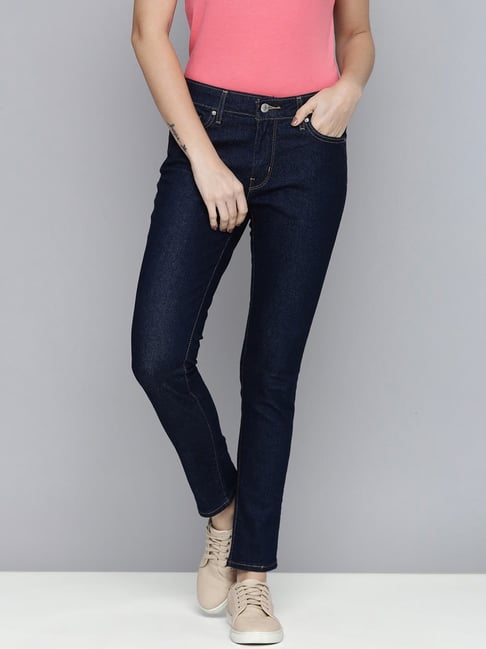 Buy Mast & Harbour Women Navy Blue Solid Skinny Fit Stretchable Jeans -  Jeans for Women 15939010 | Myntra