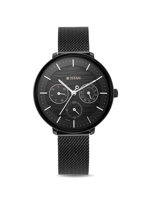 Titan black metal shop watches for ladies