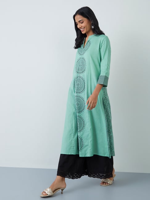 Utsa by Westside Green Printed A-Line Kurta Price in India