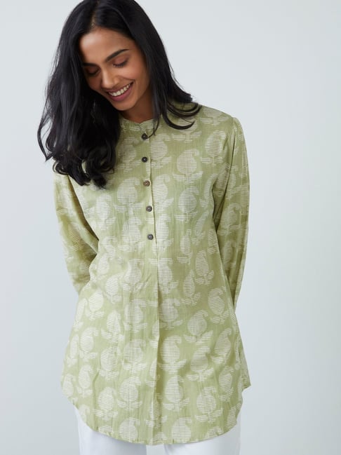 Utsa by Westside Light Green Paisley-Printed Ethnic Top Price in India