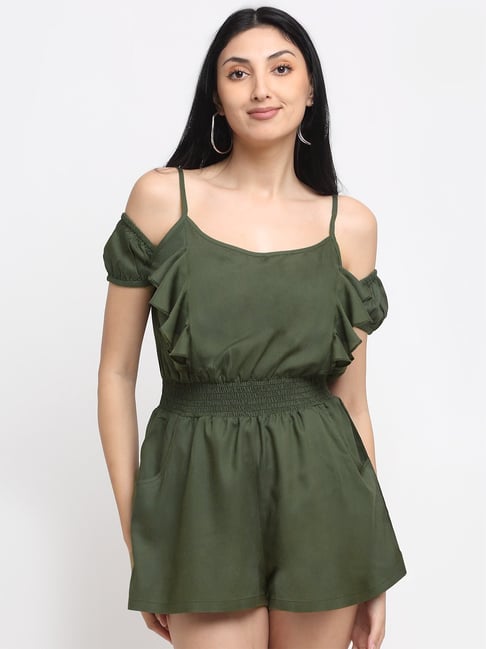 Olive green cheap sleeveless jumpsuit