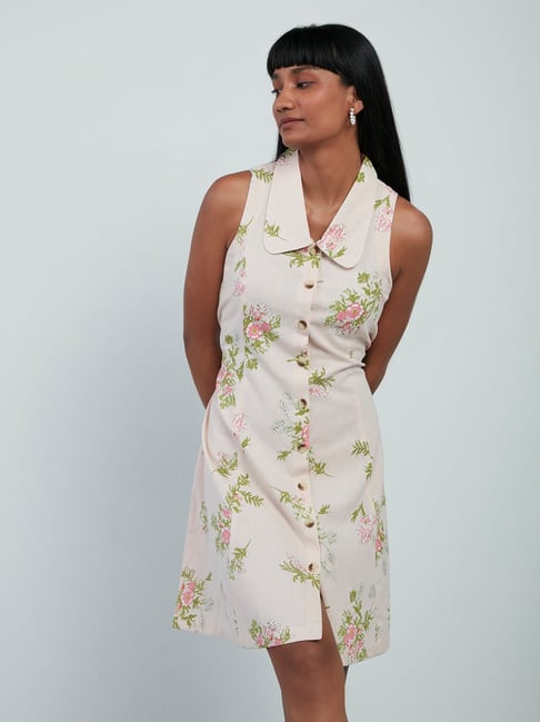 Bombay Paisley by Westside Light Peach Floral Shirtdress Price in India