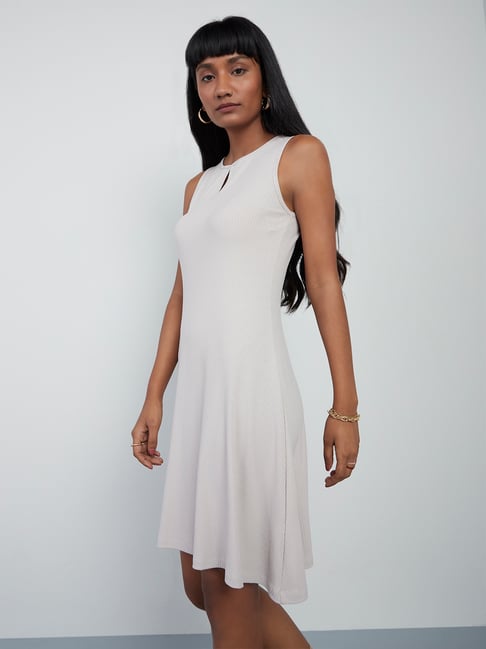 Nuon by Westside Taupe Corinna Ribbed Dress Price in India