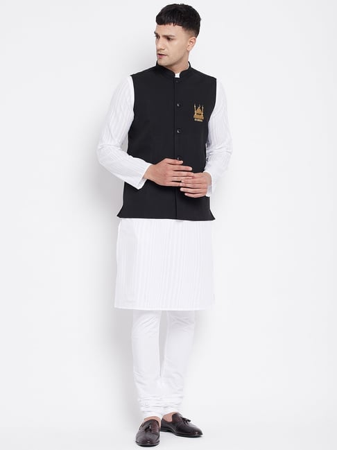 Wedding Special And Trendding Design White Kurta Pajama With A Black Nehru  Jacket - Faisal Outfits ! Best Man's Clothing