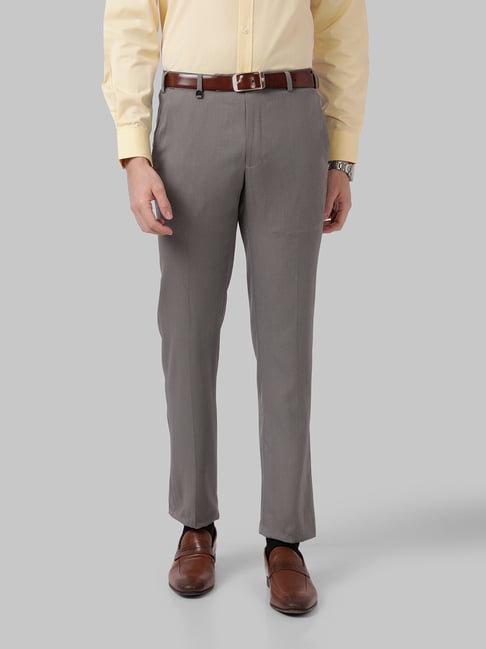 Park Avenue Light Brown Super Slim Fit Flat Front Trousers