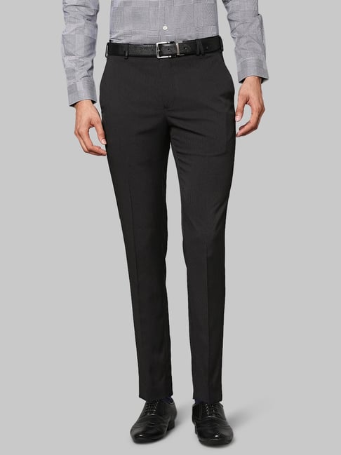 Park Avenue Black Super Slim Fit Flat Front Trousers