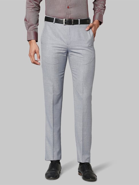 Buy Raymond Contemporary Fit Checkered Blue Trousers online