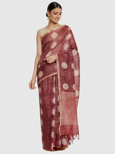 Fabindia Red Silk Printed Saree Price in India