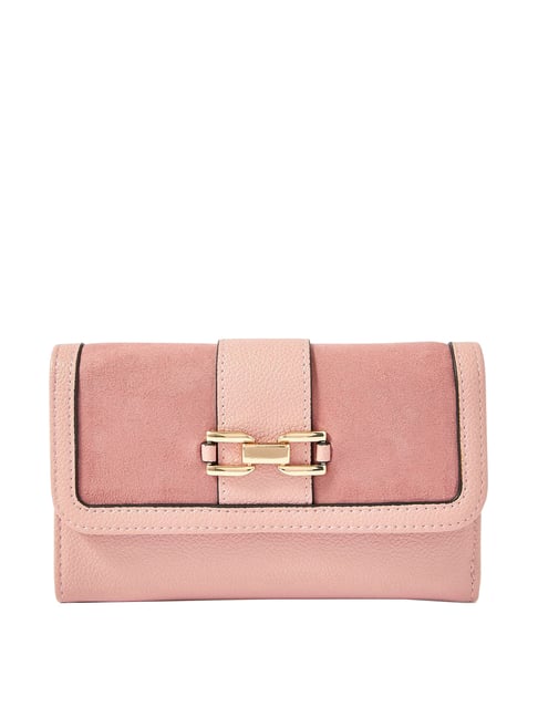 Accessorize London Pink Solid Tri-Fold Wallet for Women-picture-14