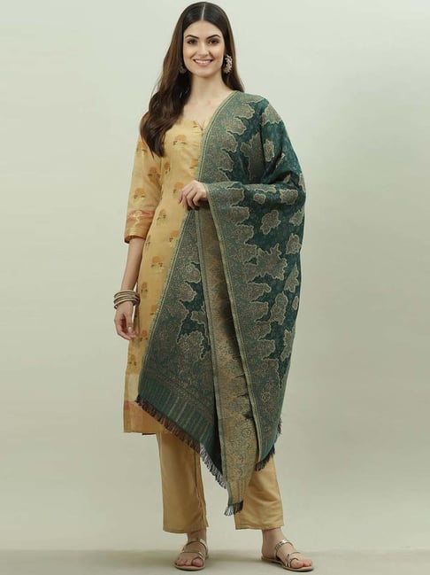 Biba Green Woven Pattern Stole