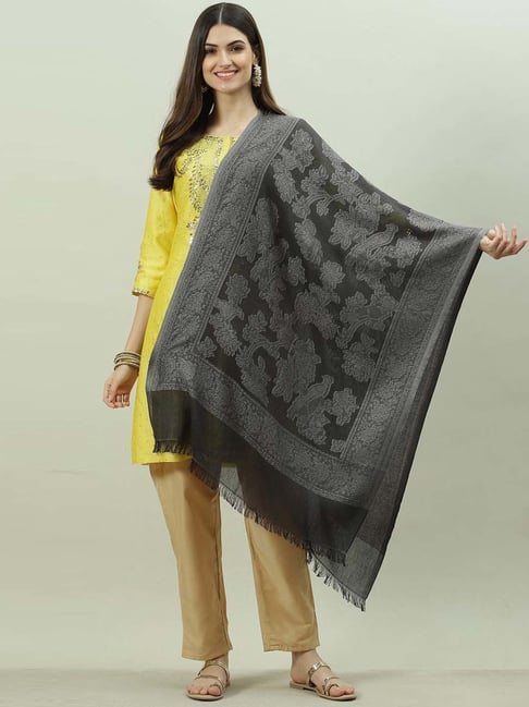 Biba Black & Grey Woven Pattern Stole