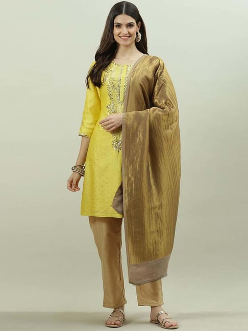 Biba Golden Woven Pattern Stole