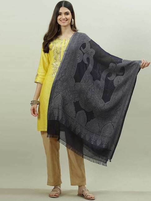 Biba Blue Woven Pattern Stole