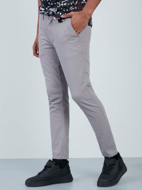 Buy Red Tape Men's Khaki Solid Cotton Spandex Skinny Chinos Online