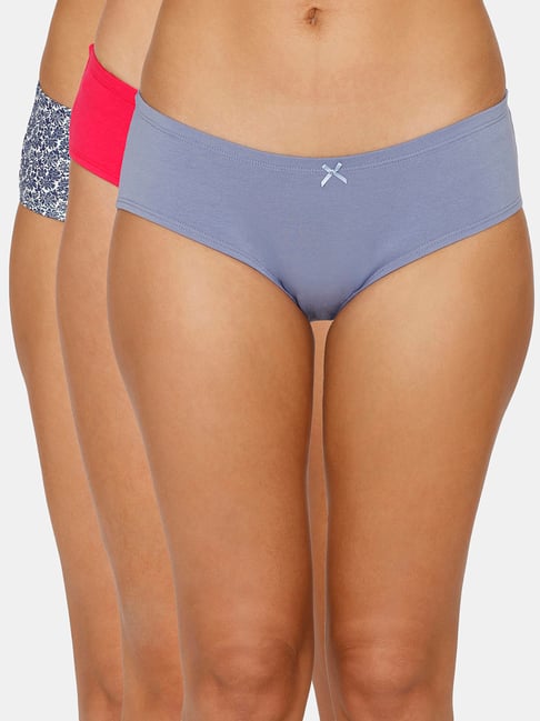 Zivame Blue & Pink Printed Hipster Panty (Pack of 3) Price in India