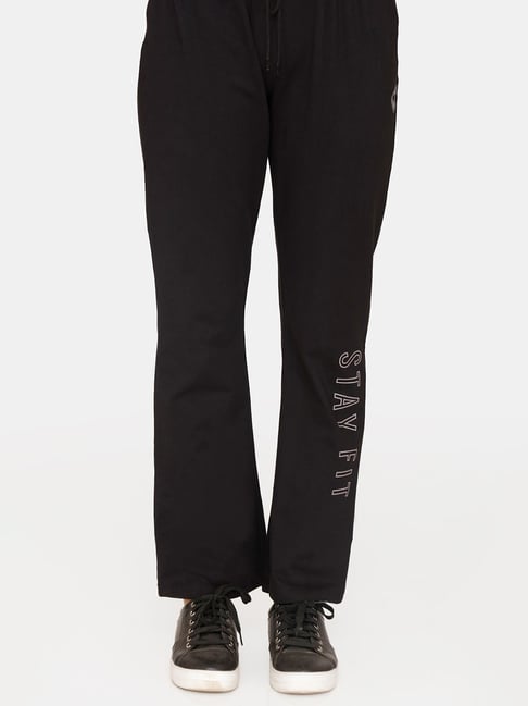 Zelocity by Zivame Black Logo Print Track Pants