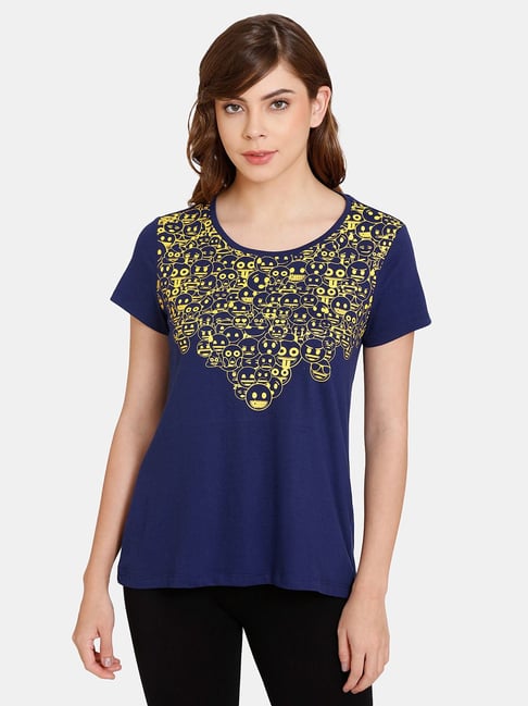 Rosaline by Zivame Navy Printed T-Shirt Price in India