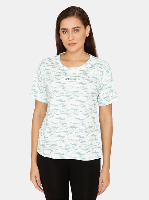 Zivame Light Blue Camo Print T-Shirt Price in India