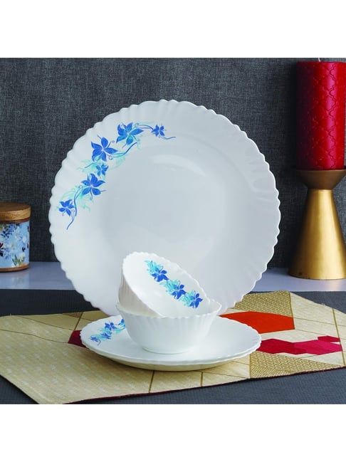 Buy Cello Dazzle Floral White Opalware Dinner Set of 18pc at Best