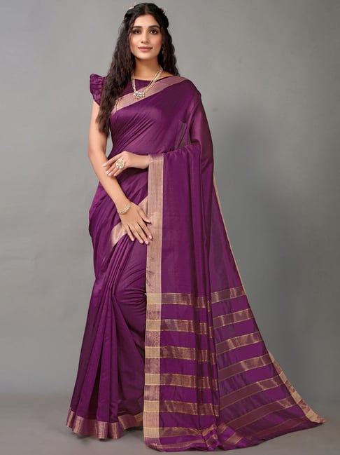 Satrani Magenta Woven Saree With Unstitched Blouse Price in India