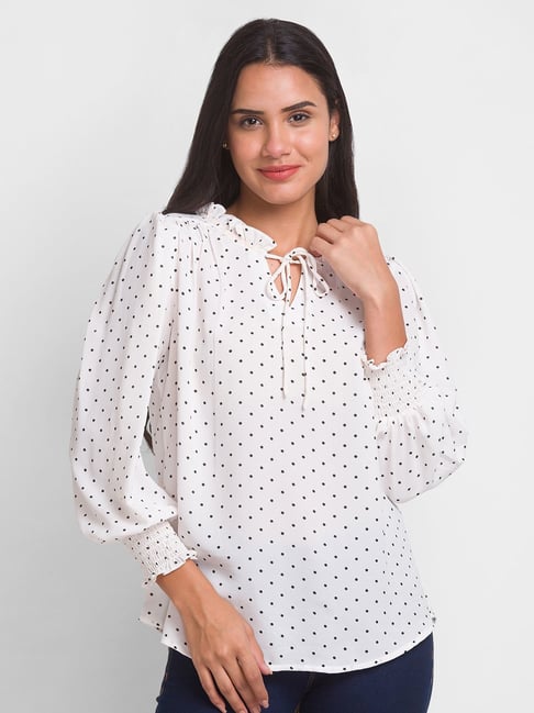 Buy Globus White Polka Dot Top for Women Online Tata CLiQ